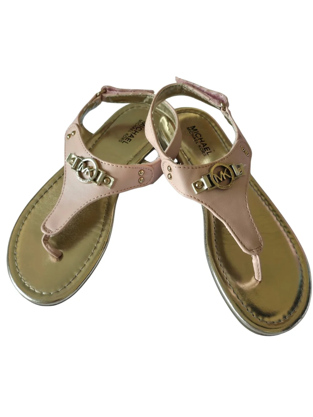 Michael Kors Girls' Pink Sandals with Gold Trim